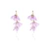 Purple Flowers Mesh Long Tassel Earrings for Women Sweet Temperament Crystal Drop Dangle Earring Party Wedding Jewelry Wholesale