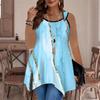 Modische Damen-Freizeit-Sportweste mit Doppelring, Marmor- und Linienaderung-Druckmuster, Unregelmäßiger Saum, Elegant und Schlicht