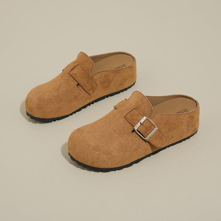 [Uncle Shoes] Boken Outer Wear 2025 Spring and Summer Retro Lazy Boken Shoes New Baotou Half Drag Women Increase Height