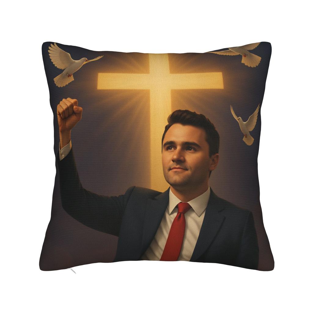Fundas de Almohada Angélicas y de Jesús de Charlie Kirk Funda de Almohada Cuadrada Linda y Divertida para Silla de Sala de Estar