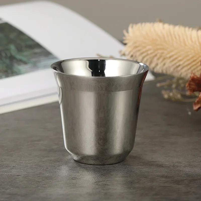 80ml Coffee Cups Double Wall Insulated Stainless Steel Espresso Cup Small Wine Cup Portable Small Beverage Cups for Home Outdoor