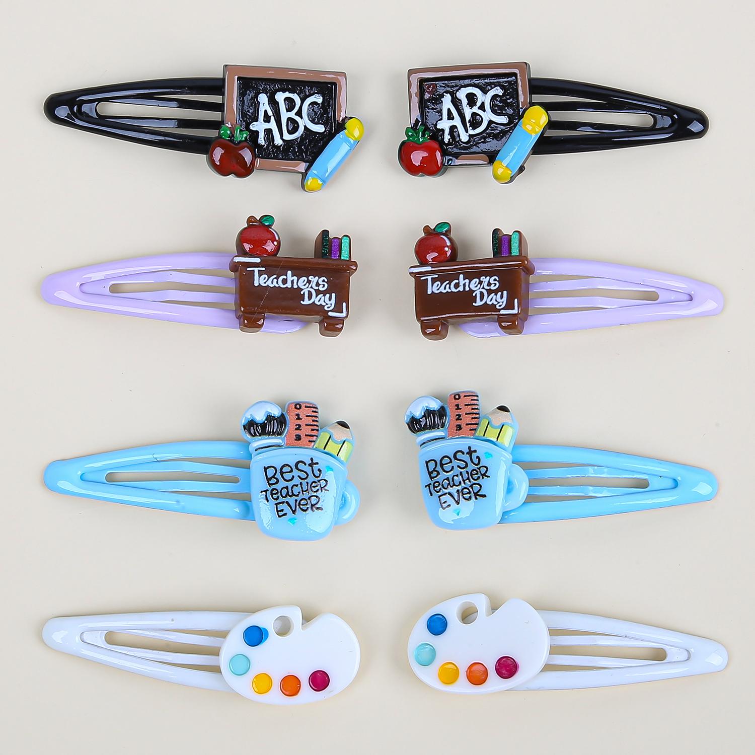 

8 шт. Заколки для волос для девочек в школу, милые заколки для волос в виде книги, боковые заколки-автоматы, BB-заколки для волос, детские аксессуары для волос, разные стили