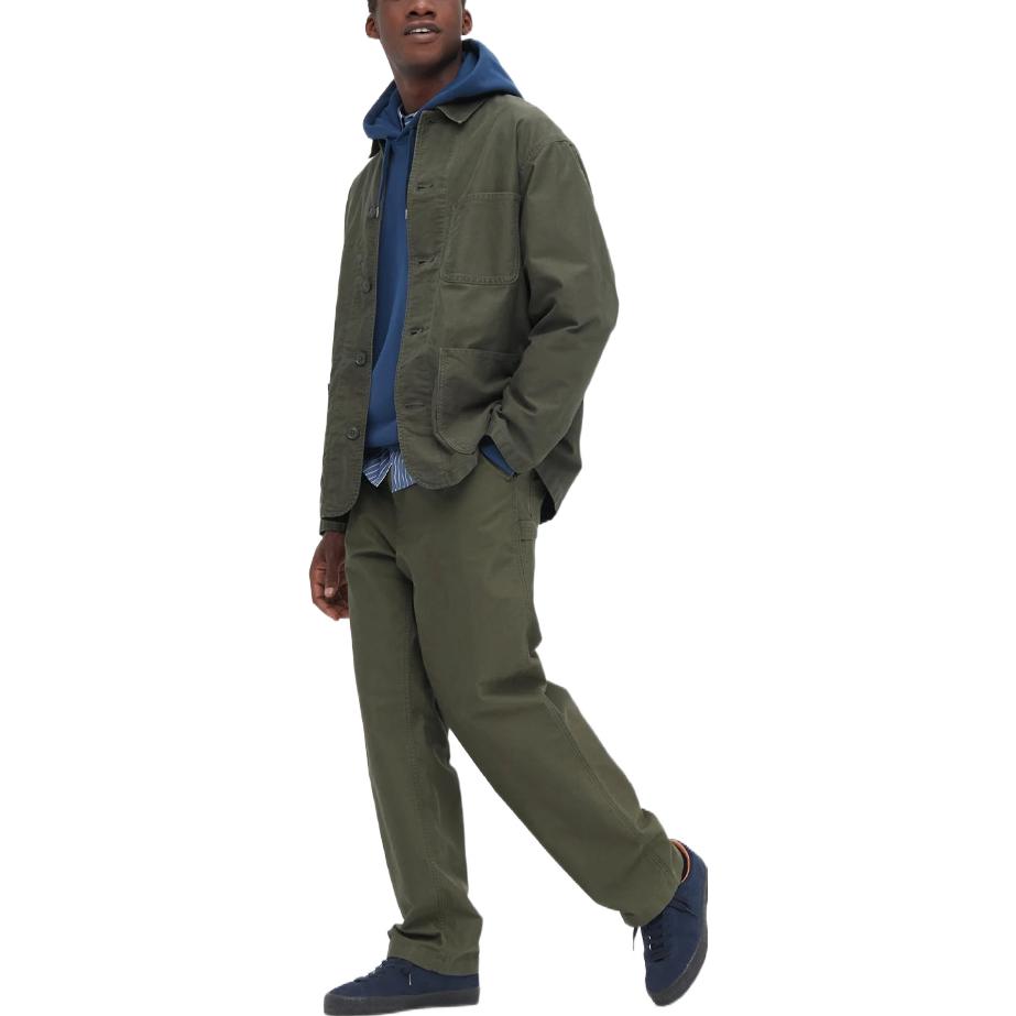 UNIQLO Solid Color High Waist Straight Leg Casual Pants Unisex bottoms Olive 450277-56