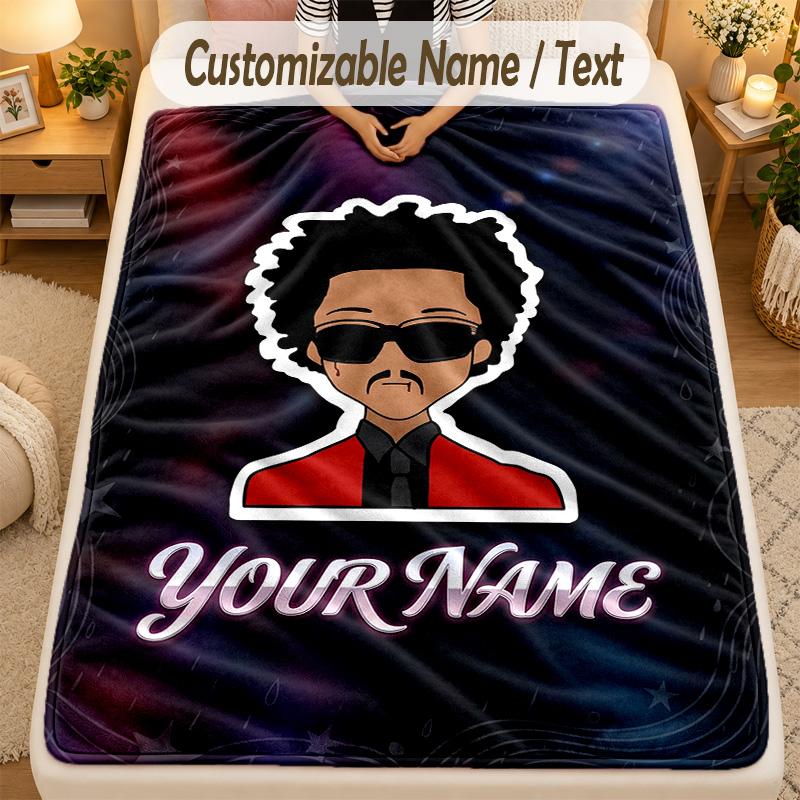Flannel BlanketThe Weeknd Custom Name Text Personalized Soft Warm Throw Blanket Home Decor Gift