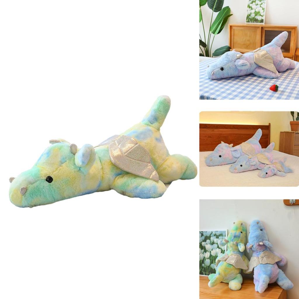 Colorful Small Dragon Plush Toy Pillow Tie-dye Dinosaur Doll Plushie Wholesale Gift