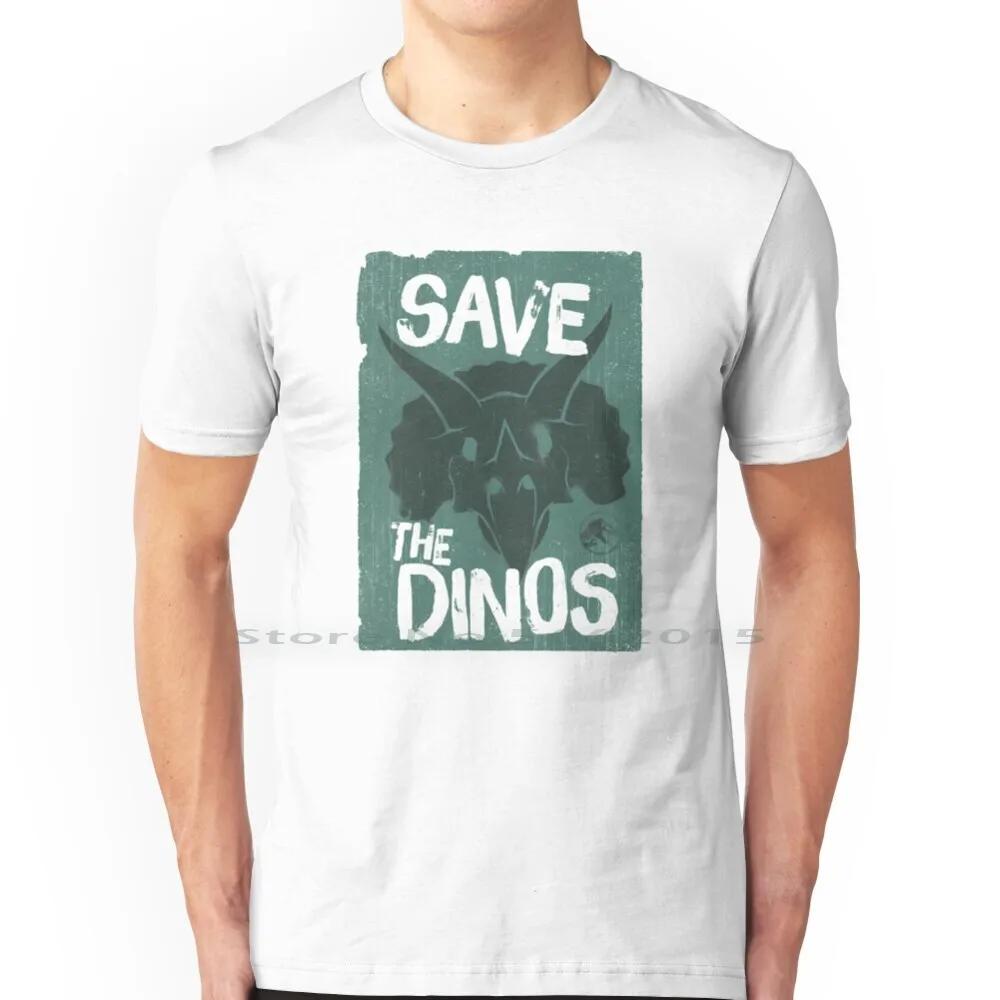 Worlldd Save The Dinos Distressed Poster T Shirt 100% Cotton Fifthsuntshirt 2020fifthsun Triceratops Save Dinos Distressed Short