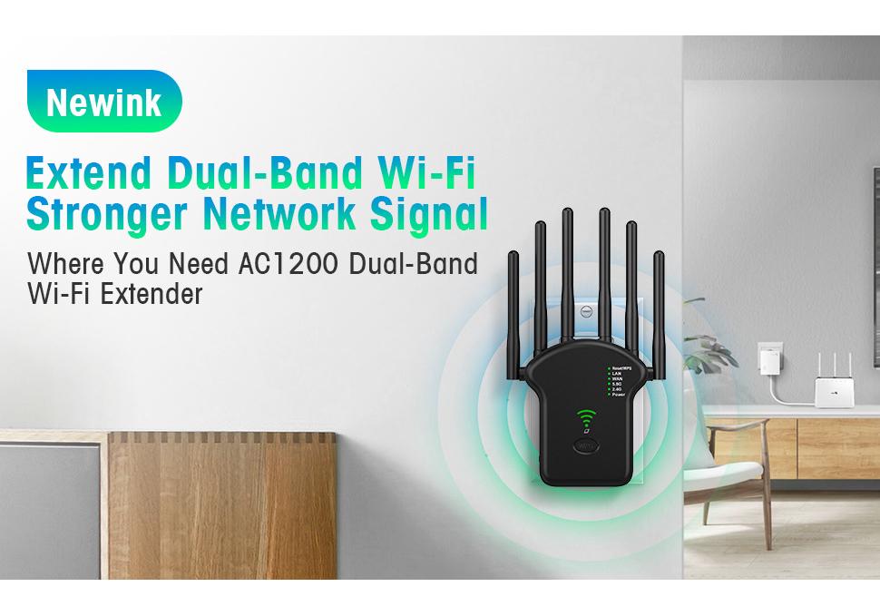 Amplificateur et Répéteur WiFi Double Bande AC1200M, Répéteur 5G Haute Puissance