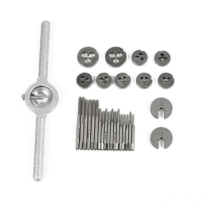 A20F-31Pcs Metric Tap And Die Set Hand Tap Drill Bit Screw Tap HSS Thread Die Wrench Handle Tap And Die Set