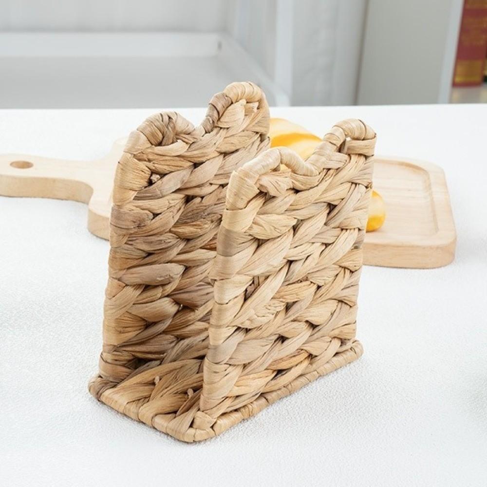 Rustic Style Grass Napkin Holder Natural Handmade Standing Tissue Dispenser Vintage Tabletop Tissue Rack Farmhouse Decor