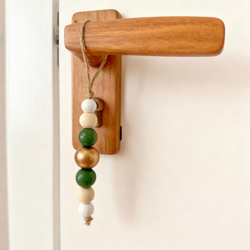 10Pcs Wooden Beads Ornament Wood Beaded Christmas Tree Decoration For Wall Window Staircase Holiday Party Decoration