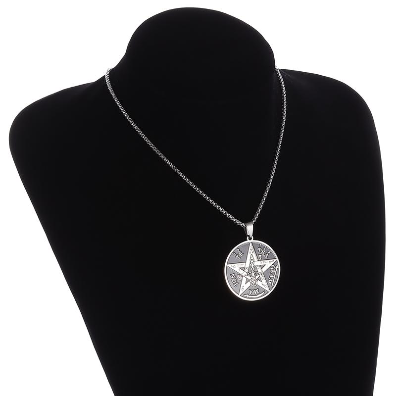 1ks Čarodějnický pentagramový náhrdelník z nerezové oceli Pánský židovský hebrejský tetragrammaton Šalamounovy přívěsek Amulet Šperky