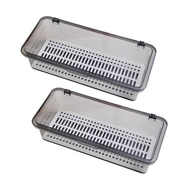 Cutlery storage box kitchen cutlery container draining spoon container cutlery organizer, 2 containers, transparent gray, Korean popular tableware