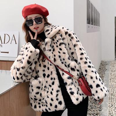 Plüschjacke Damen Winter Kurz Koreanische Version Lose Kunstpelz Leopardenmuster Mantel