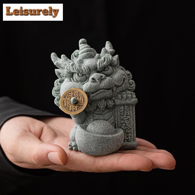 Kreative Glücksbringende Reichtum Grüner Sandstein Tee-Haustier Ästhetisches Aquarium Landschaftsgestaltung Tee-Figur Spielzeug Tee-Statue Ornamente