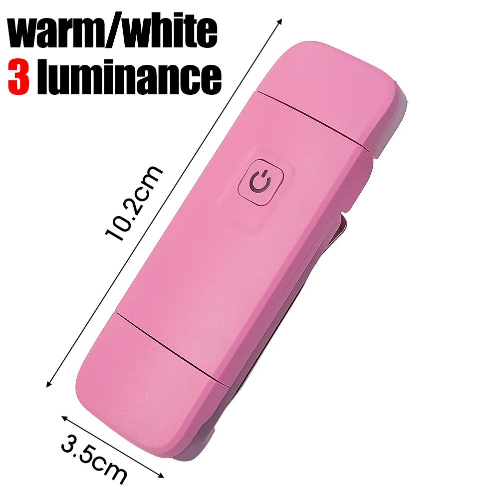 

Светодиодная лампа для чтения с USB-зарядкой, регулируемая яркость, защита глаз, зажим для книг, портативная лампа для чтения, ночник розовый