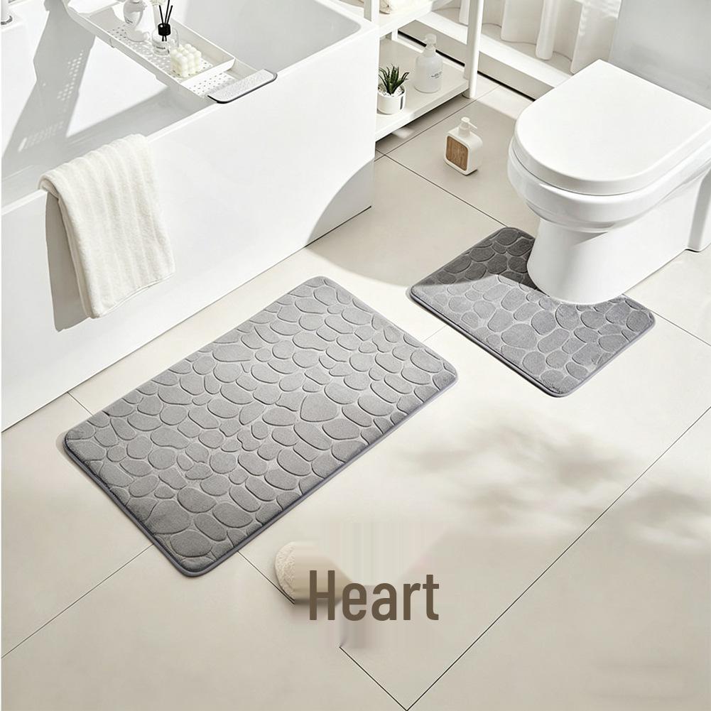 Set of 2 Pebble Coral Fleece Bathroom Mats - Water-Absorbent & Non-Slip