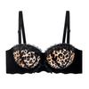Half Cup Bra for Women Gathering Sexy Lingerie Leopard Print Push Up Bra