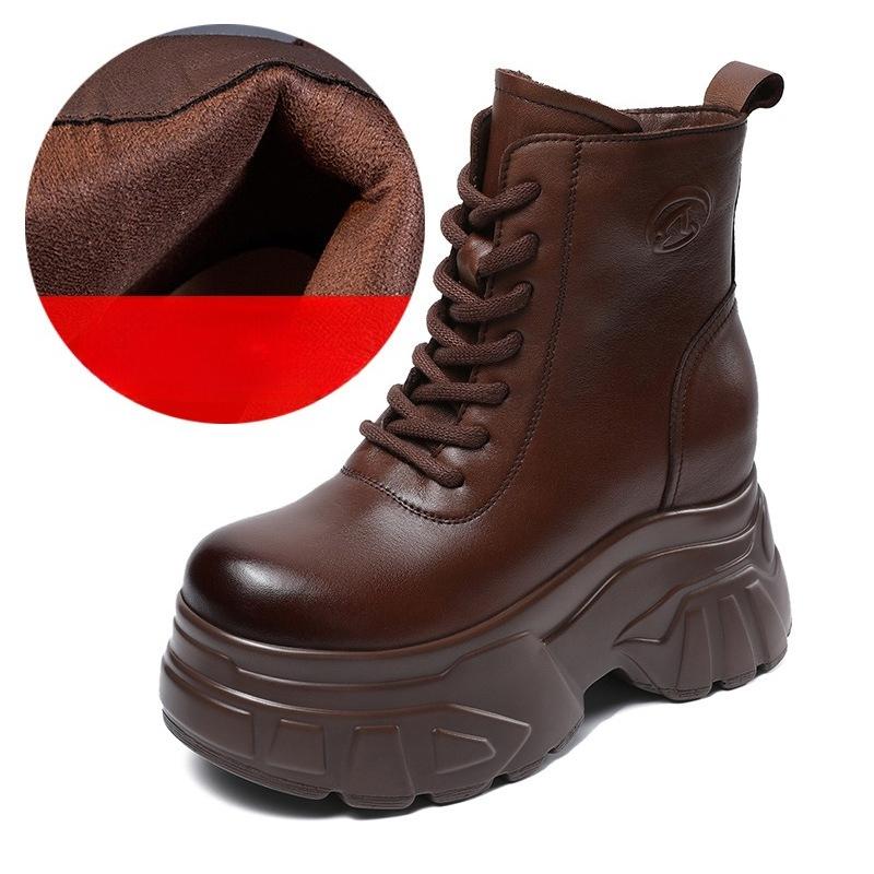 Retro Thick-soled Boots for Women, Fall and Winter Shoes, Inner Heightening Shoes, Short Boots