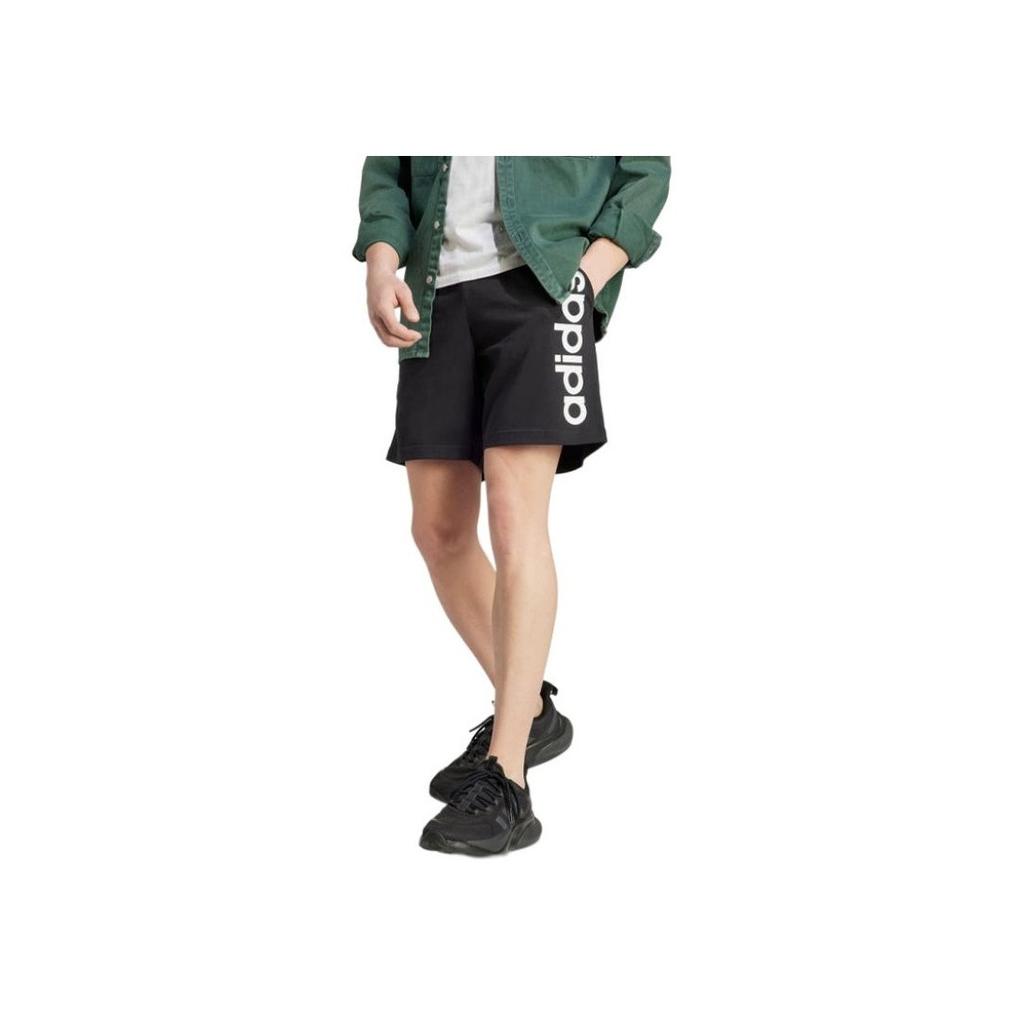 adidas Logo Embroidered Print Drawstring Elastic Straight Leg Shorts Men Bottoms Black IC0062