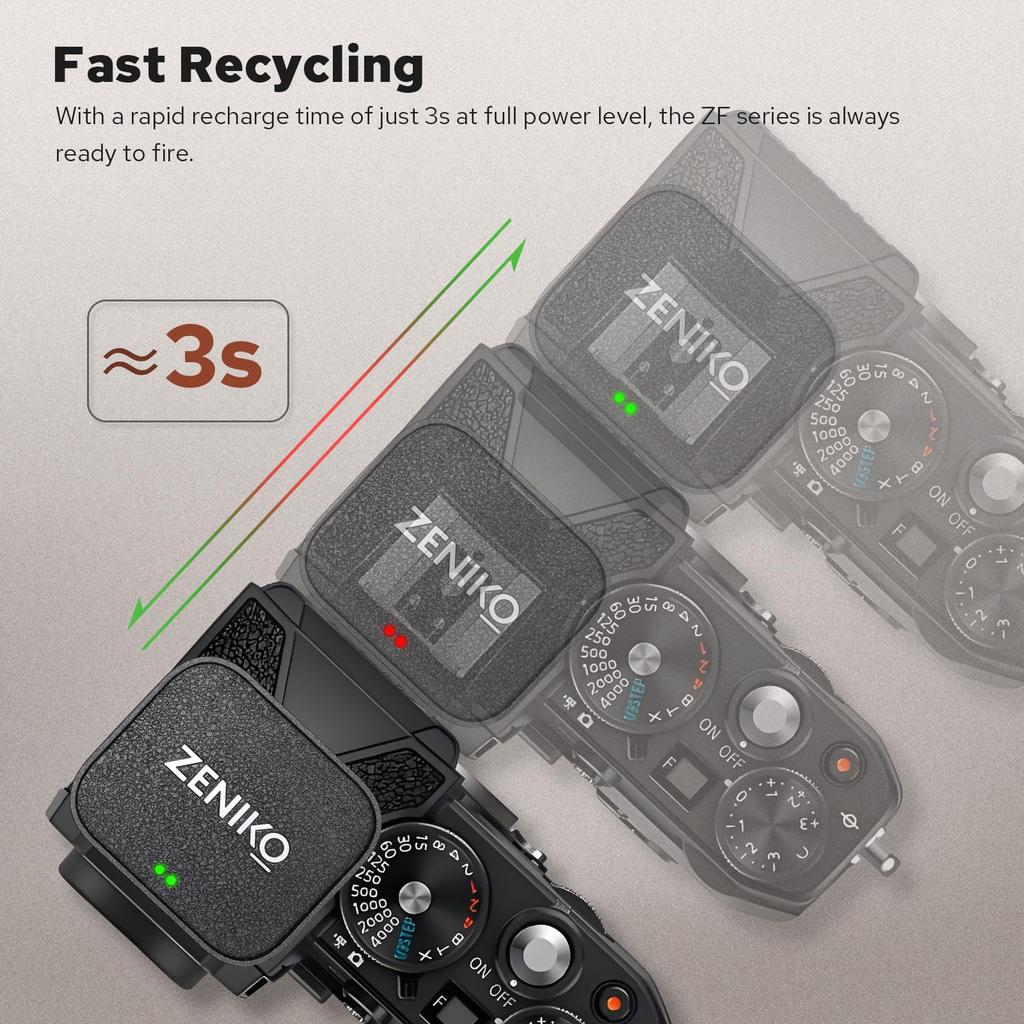 ZF04 Lightweight Mini Flash CCT 372 Full Power Flashlight with Universal Hot Shoe Mount On-Camera Flash, Speedlite, 6500K±200K, (Black)