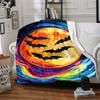 1pc Moon Bats Print Blanket   Lightweight Flannel Throw Blanket For Sofa, Bed, Living Room, Office, Outdoor Travel, Camping