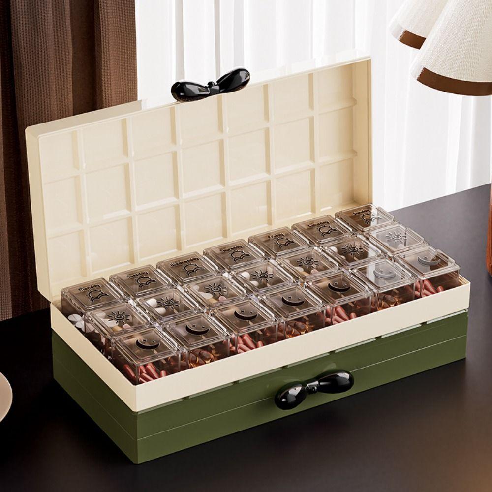 21 Grids Weekly Pill Organizer Food Grade Vitamin Storage Case Daily Pill Box  Travel
