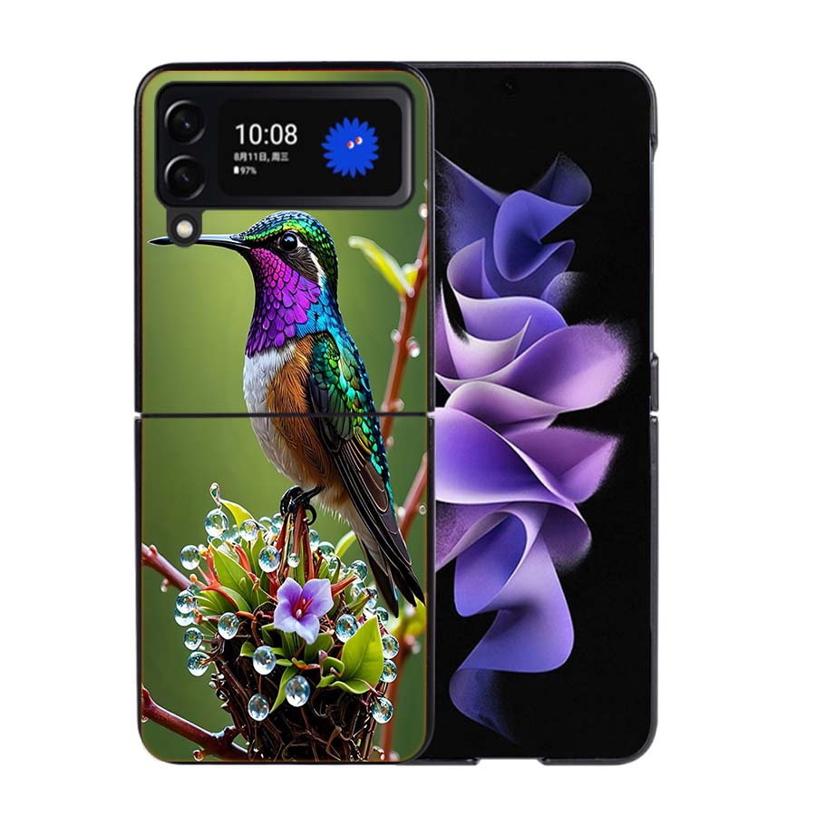 The Spirit of Hummingbirds Phone Case For Samsung Z Flip 7 6 5G Galaxy Z Flip4 Z Flip5 Z Flip3 Coque Black Hard PC Shell Protect