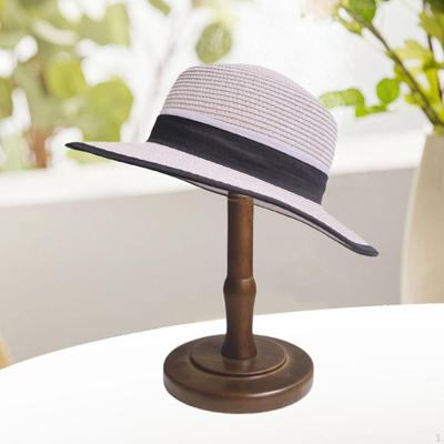 Hat Display Stand Holder Brown for Storage Round Base Rack Wigs Head Retail