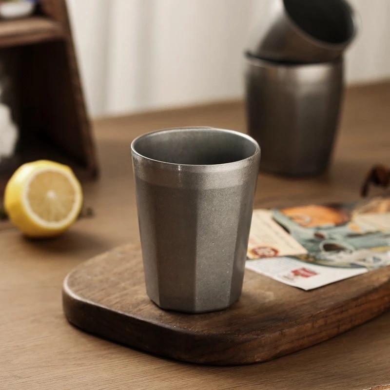Retro Frosted Double-walled 304 Stainless Steel Cup for Home Coffee Cup Double-walled Cold-proof Beer Cup Tea Cup Juice Cup