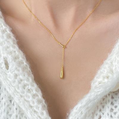 New Personalized, Fashionable, Simple Water Droplet Y-shaped Necklace with Ins Style and Cool Neck Accessories for Women