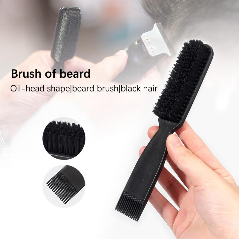 Black Small Beard Styling Brush Professional Shave Beard Brush Barber Vintage Oil Head Shape Carving Cleaning Brush Tools