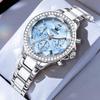 OLEVS Women's Watch Quartz Japanese Movement Multifunction 60-Minute Chronograph 12-Hour Subdial Date Luminous 30m Waterproof Stainless Steel Ceramic