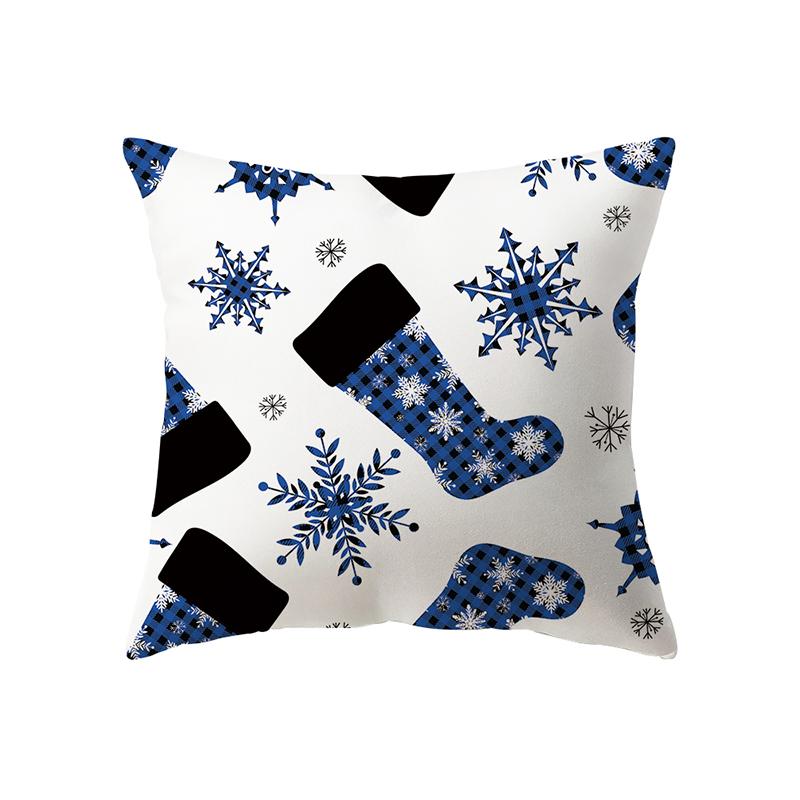 Christmas Theme Printed Pattern Cushion Cover Home Living Room Sofa Decoration Square Polyester Pillow Pillow Cover