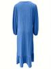2024 Women's Long-Sleeve Vintage Ruffle Hem Dress - Spring/Autumn Fashion