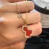 Gold Qilin Gourd Necklace with Red Chalcedony and 18k Rose Gold Clavicle Chain