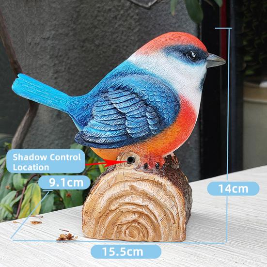Bird Ornament with Light-Triggered Bird Sound Lifelike Look Decorative Bird Sculpture Garden Courtyard Decor