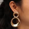 Elegant Metal Earrings With Geometric Shape And Gold Finish For Celebrations