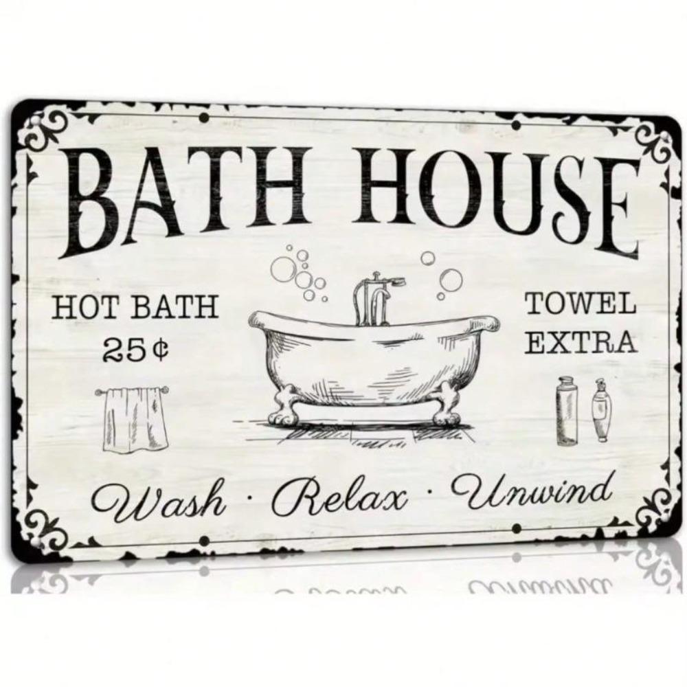 Vintage Tin Sign Farmhouse Bathroom Wall Decor Metal Plaque Rustic