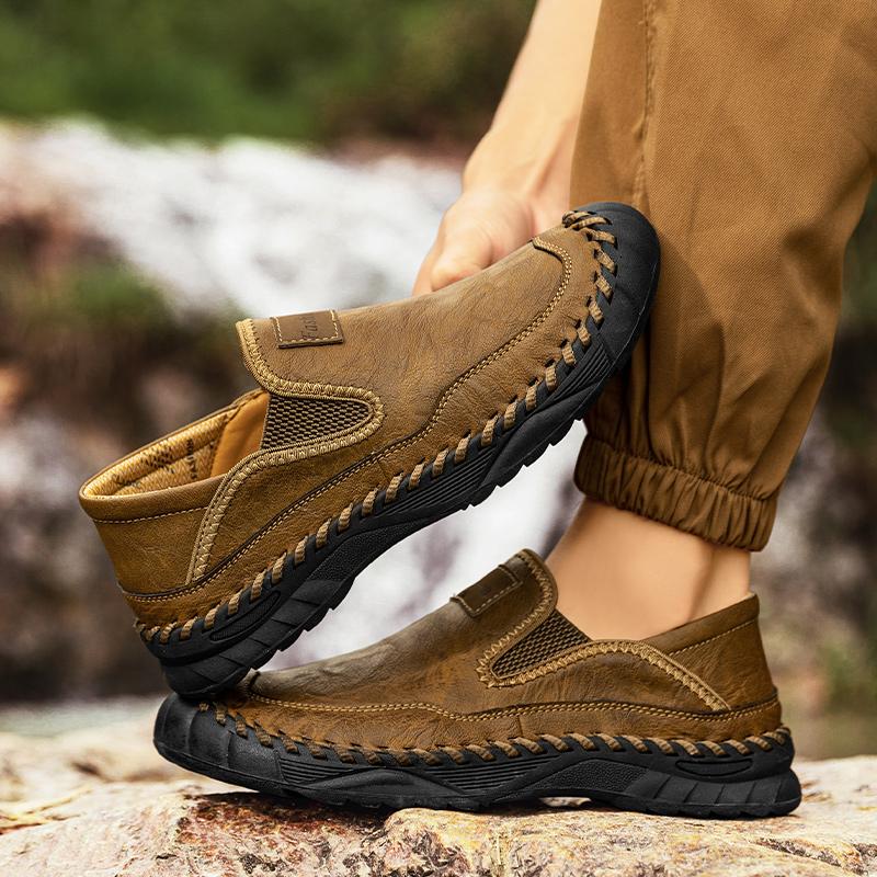 Ręcznie robione męskie buty codzienne wygodne i oddychające mokasyny męskie buty na zewnątrz płaskie buty