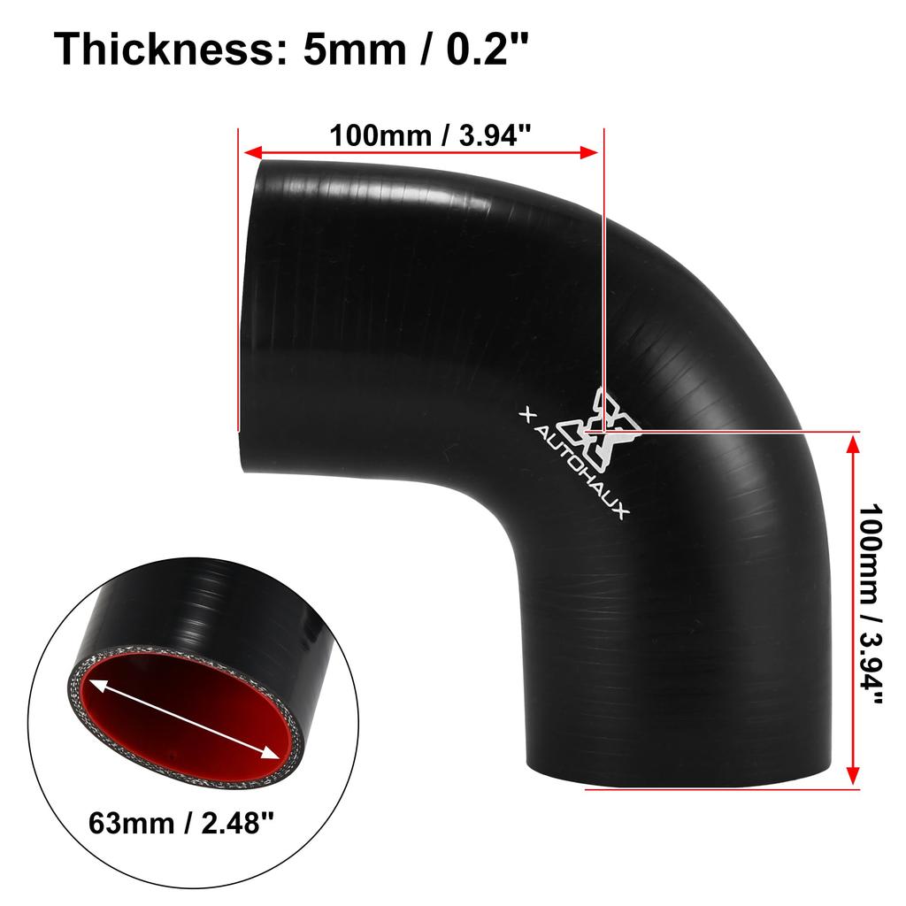 X AUTOHAUX Silicone Hose, Silicone Pipe, Radiator Hose, Inner Diameter 2.5 inches (63 mm),