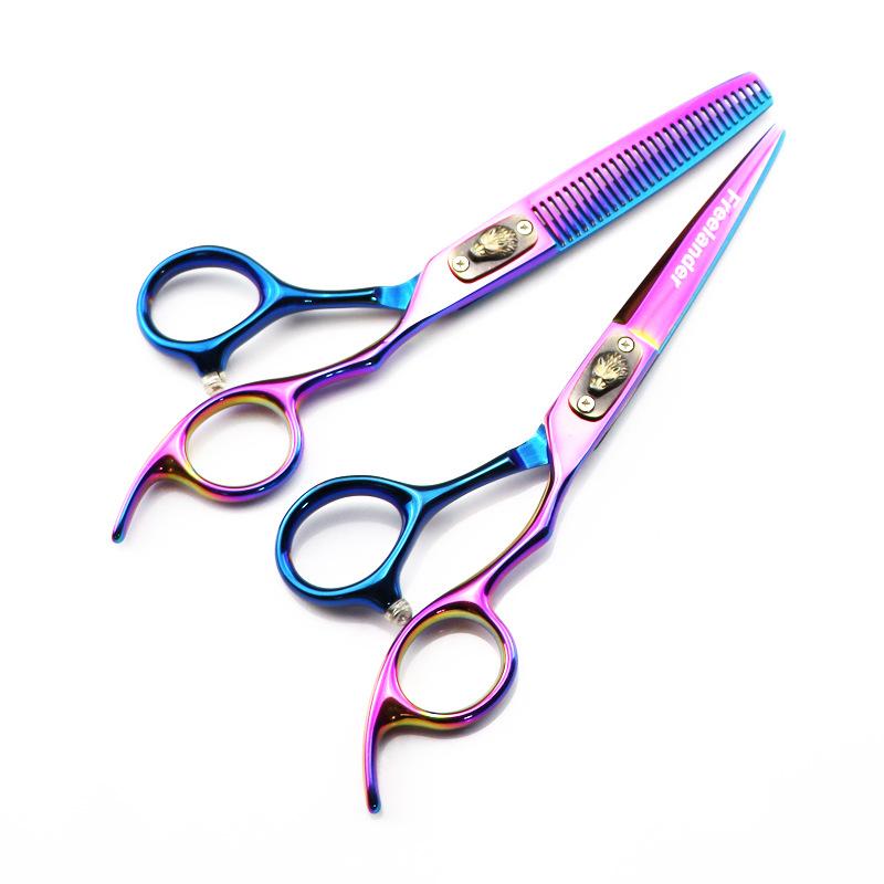 Blue And Pink High-End, Wolf Head Hair Scissors, Haircut, Flat Scissors, Bangs, Tooth Scissors, Thin Scissors Fmlt-03
