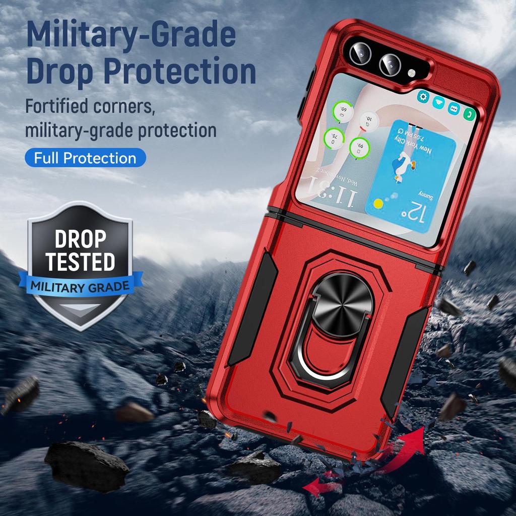 Samsung Z Flip6 Protective Case with Ring Holder - Full Coverage
