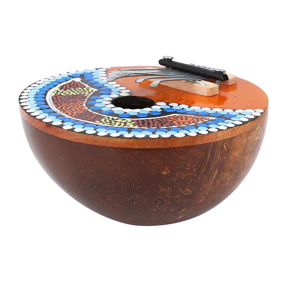 7 Key Tuneable Coconut Shell Mbira Portable Finger Thumb Piano Musical Instrument