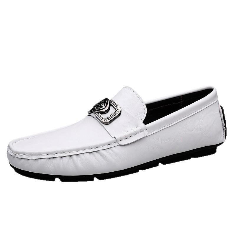 0851 Men'S Doudou Shoes Loafer Leather Shoes Spring Low-Top Foot Set Cowhide Surface Metal Large Size One Pedal Casual Shoes Single Shoes