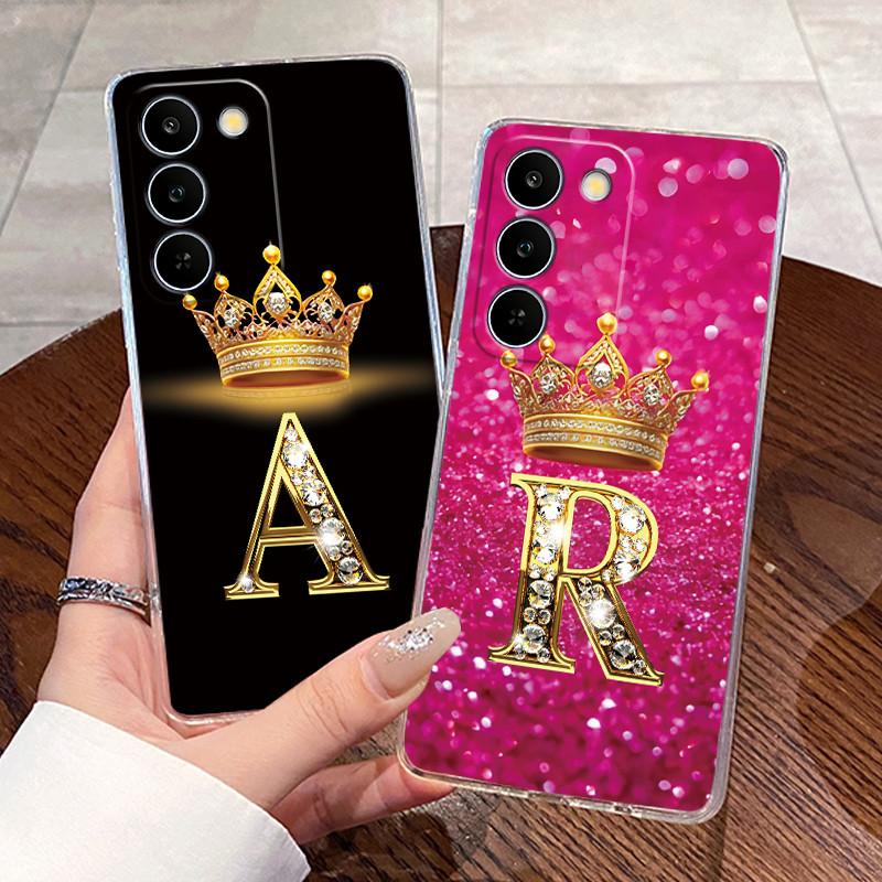 Case For Realme C83 5G/P4 Lite 5G Transparent TPU Silicone Shockproof Soft Casing Beautiful Crown Letters Pattern Couple Shell
