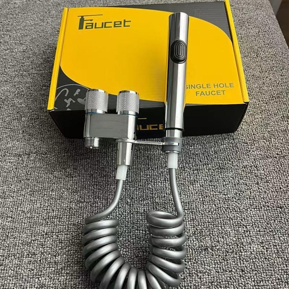 Stainless Steel Material Handheld Bidet Sprayer Double Outlet Hand-held Design Toilet Cleaning Bidet Sprayer Pressurized Spray