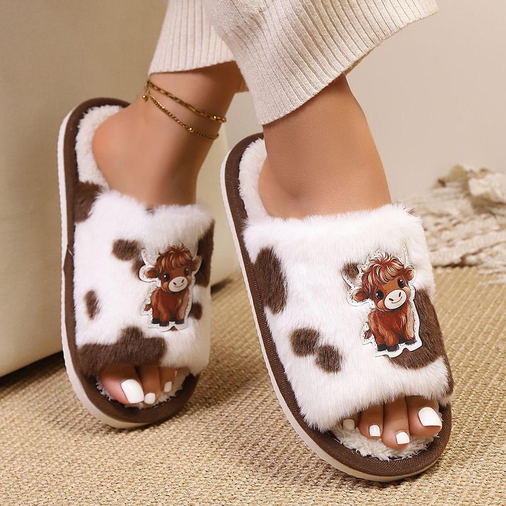 Hausschuhe, bequeme und warme Schuhe aus weichem Plüsch mit offenen Zehen, einfarbige Hausschuhe für den Innenbereich