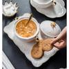 European Embossed Butterfly Ceramic Bowl with Lid & Double Handles, Breakfast, Dessert & Oatmeal Bowl