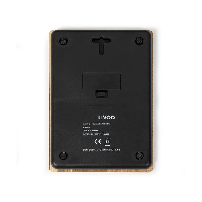 Electronic Kitchen Scale - LIVOO - DOM492 - Acacia Tray - Max. 5 Kg - 4 Units of Measurement - LCD Screen
