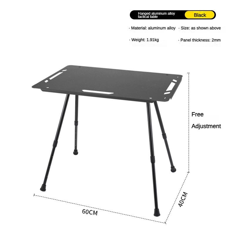 Outdoor Tactical Table, Lightweight IGT Aluminum Alloy Height-adjustable Table, Portable Foldable Camping Picnic BBQ Rack